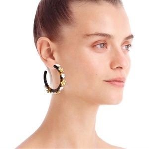J.Crew Flower Clock Hoop Earrings Tortoise